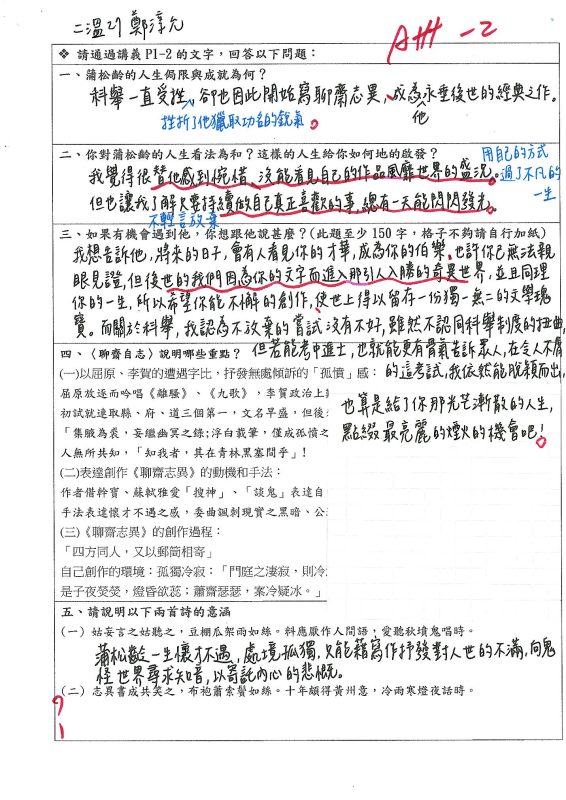 27鄭淳允〈勞山道士〉講義佳作