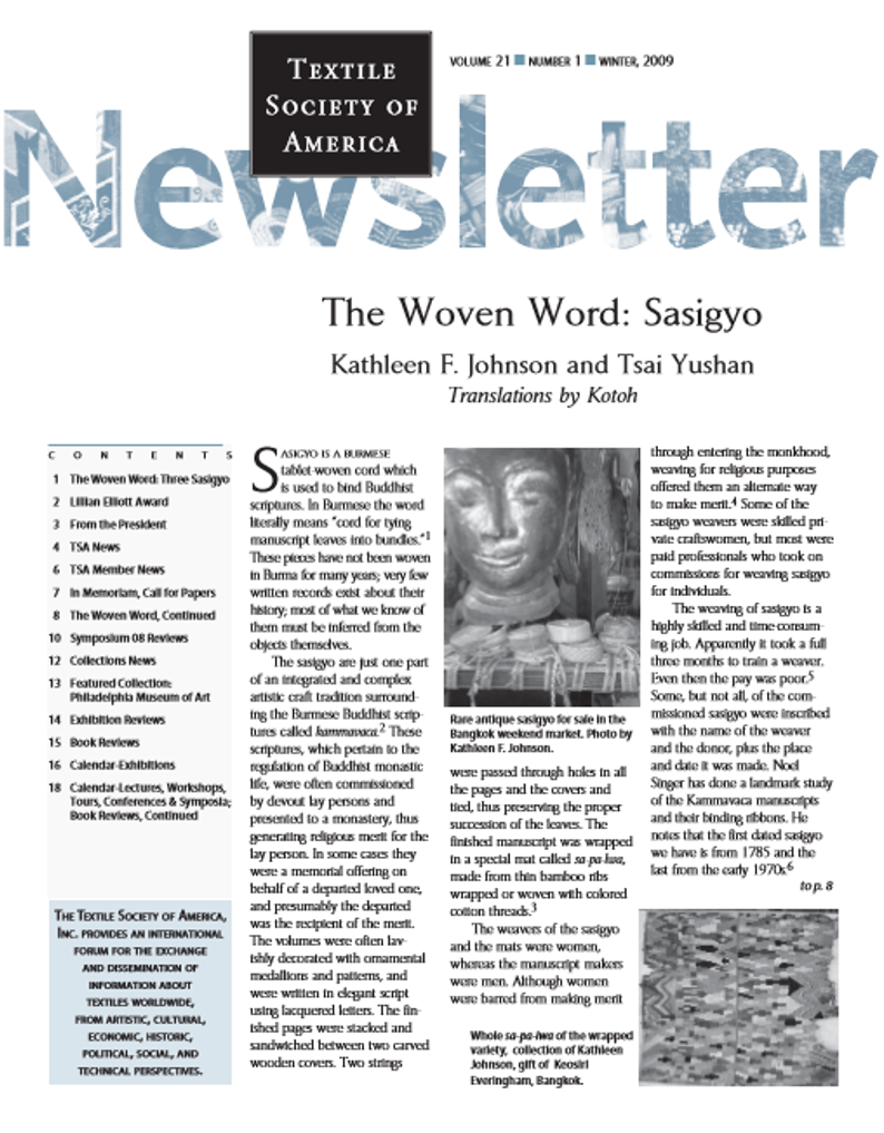 2009 TSA Newsletter Winter緬甸卡織